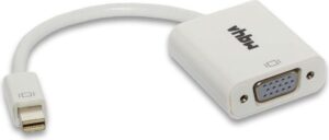 Weißer Adapter mit Mini-DisplayPort auf VGA-Anschluss.