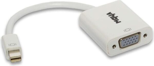 Weißer Adapter mit Mini-DisplayPort auf VGA-Anschluss.