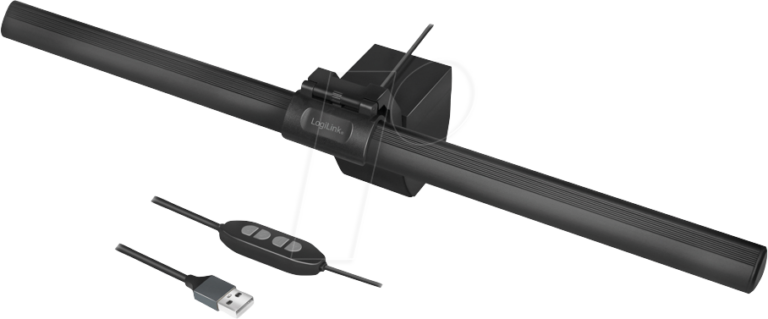 Schwarze Monitorleuchte mit USB-Kabel und Steuerungselementen Schwarze Monitorleuchte mit USB-Kabel und Steuerungselementen