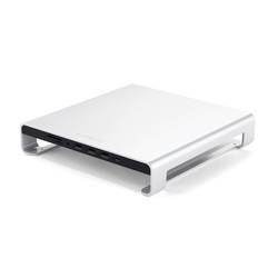 Moderner Aluminium-Laptopständer mit minimalistischem Design, abgebildet auf weißem Hintergrund.